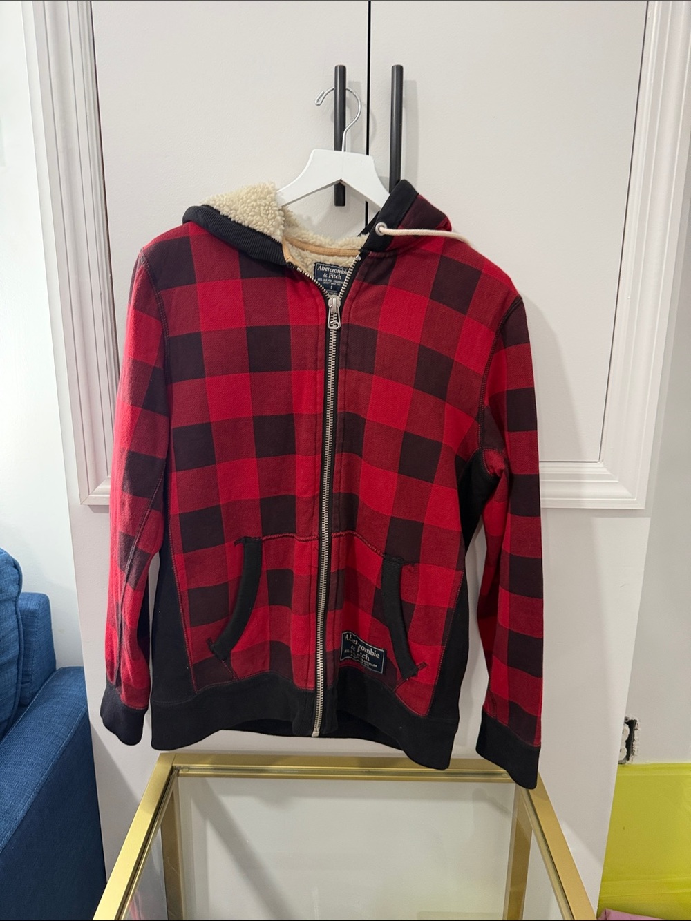 Red & Black Buffalo Check Kids Hooded Zip Jacket